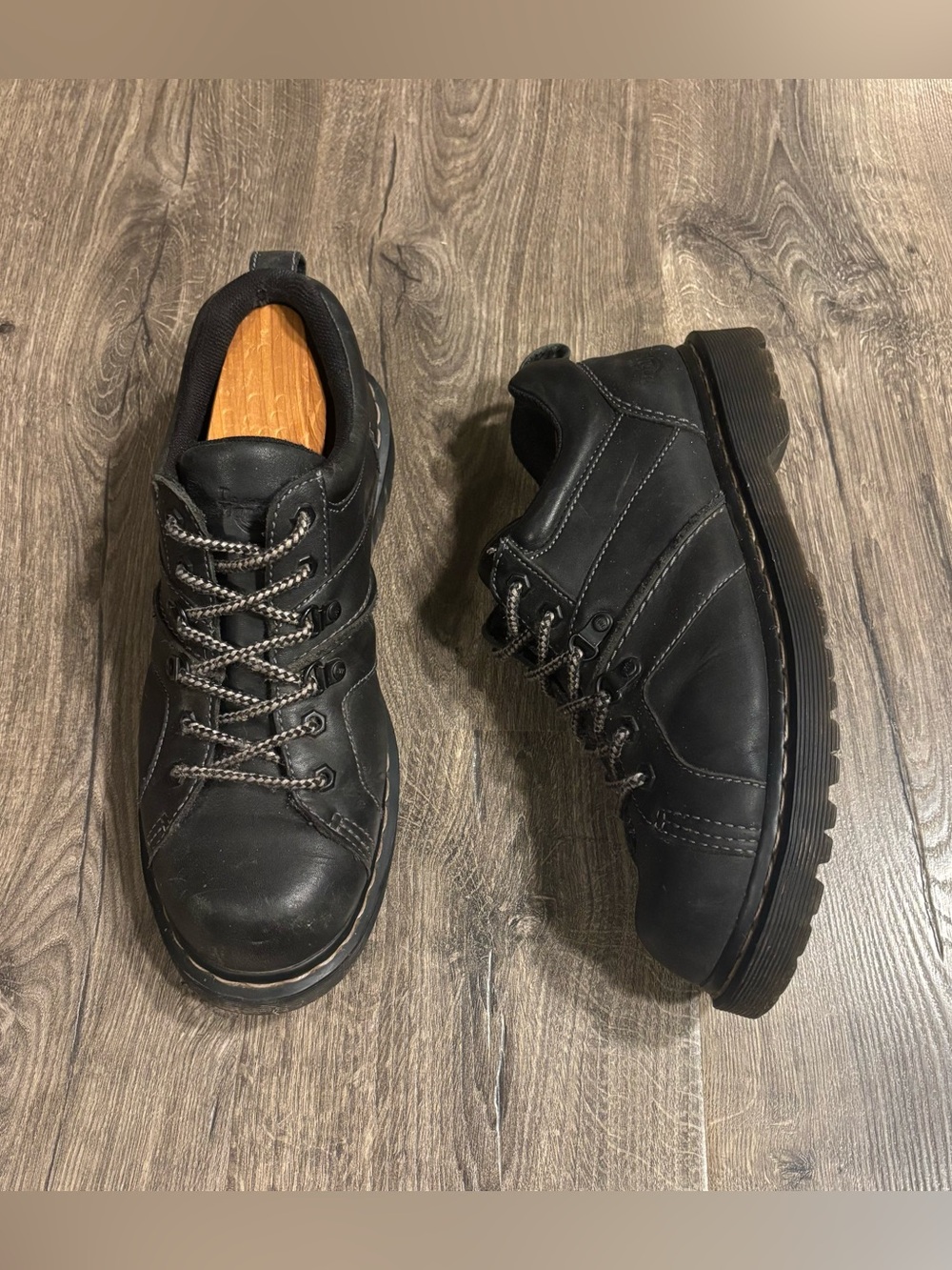 VTG Dr. Martens Finnegan Docs Chunky Oxford Black Leather Shoes Mens Size 10